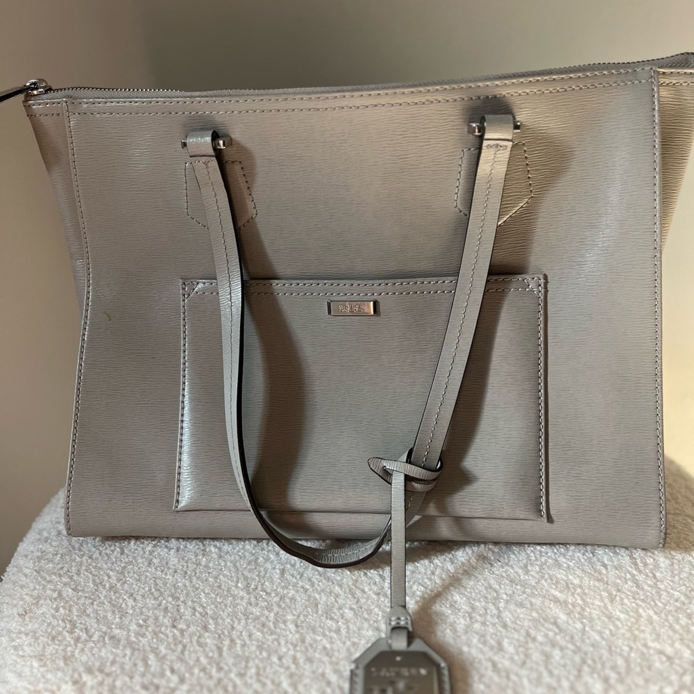 Ralph Lauren Gray Leather Tote